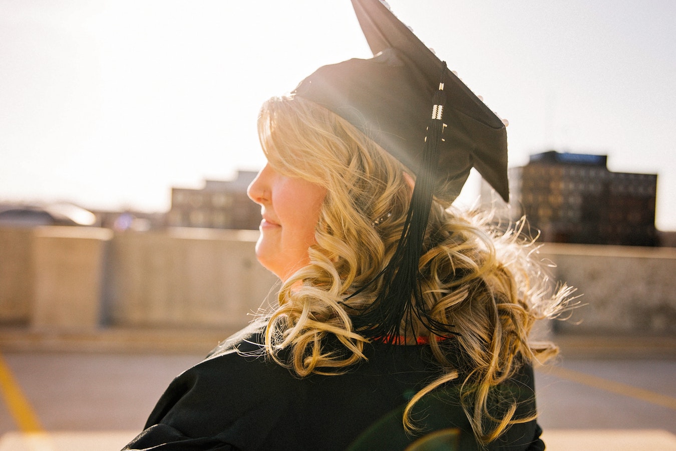 Woman wearing academic regalia