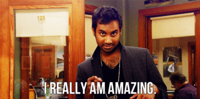 In a clip from Parks & Recreation, Tom (Aziz Ansari) states, "I really am amazing."