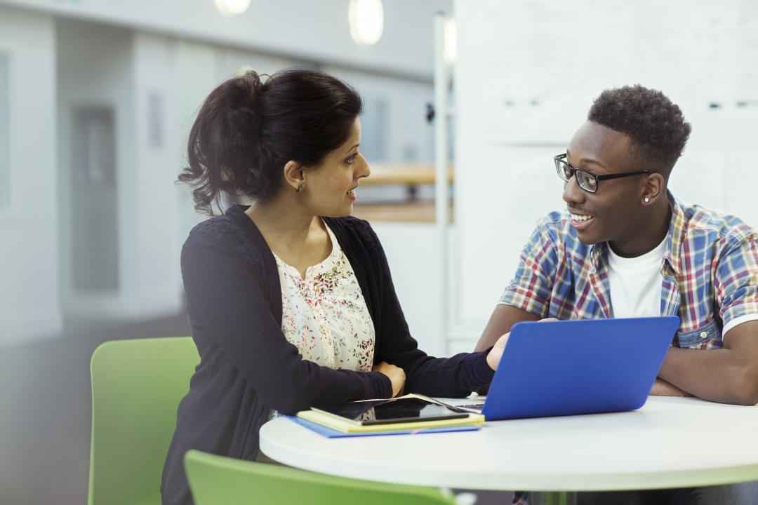 students talking